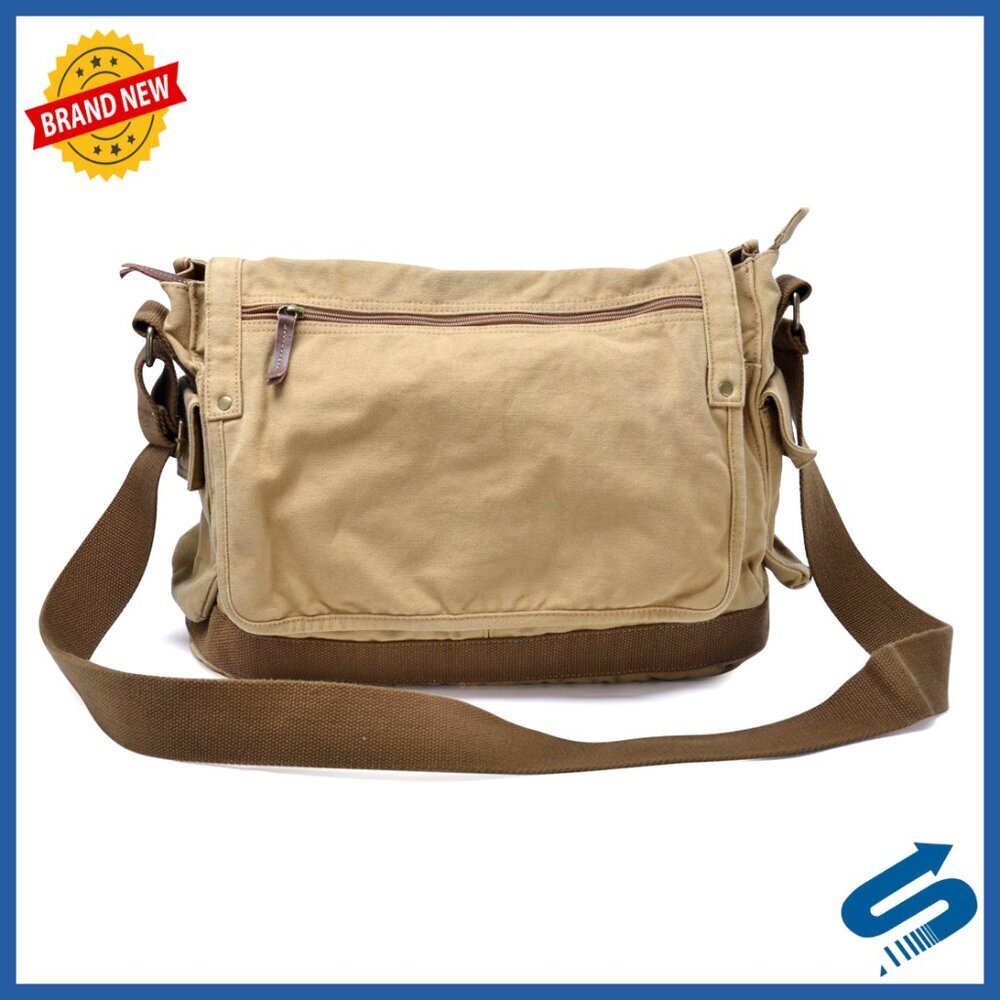 Large Canvas Messenger Bag Crossbody Satchel Holds 15.6 Laptop